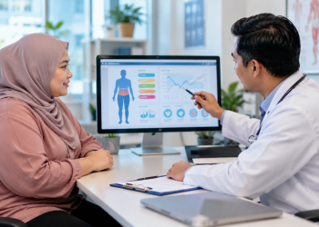 Doktor berbincang tentang pengurusan obesiti dan kesihatan metabolik dengan pesakit dewasa di Malaysia