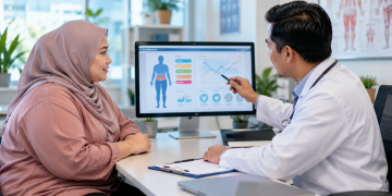 Doktor berbincang tentang pengurusan obesiti dan kesihatan metabolik dengan pesakit dewasa di Malaysia