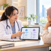 Doktor sedang menerangkan pilihan rawatan penurunan berat badan kepada wanita Melayu bertudung dalam sesi konsultasi klinik